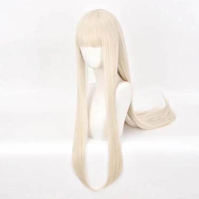 Anime Cosplay Runa Yomozuki peruki długa peruka z prostymi włosami naturalne złoto z schludnym hukiem żaroodporne peruki syntetyczne dla dziewczynek