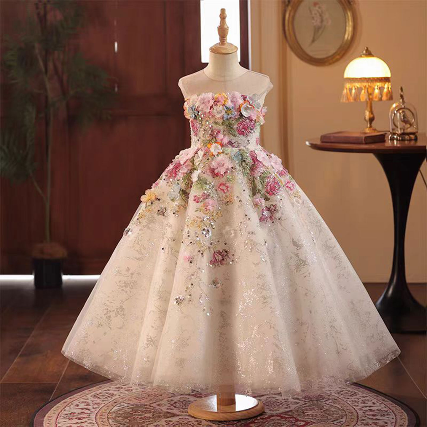 Jill Wish J292 Floral luxe longue fleurs faites à la main perles fille robe pour princesse mariage robes de fête d'anniversaire vestidos de novia