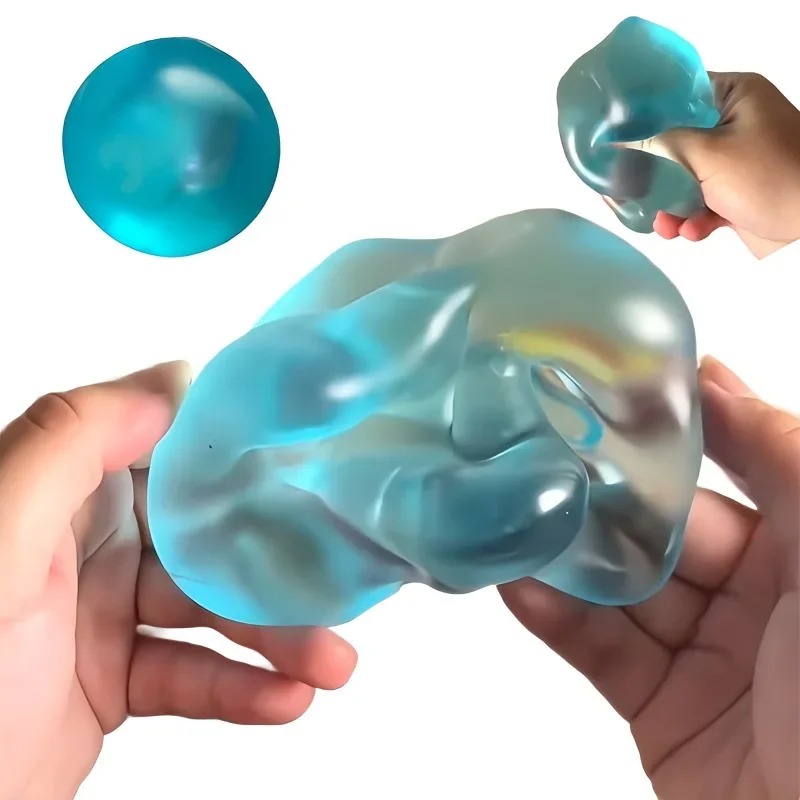 Jouets Squishy en Maltose Bleue Anti-Stress, Jouets Sensoriels Fidgets, Jouet Souple Transparent Simulant la Maltose Bleue, Jouet de Décompression à Rebond Lent