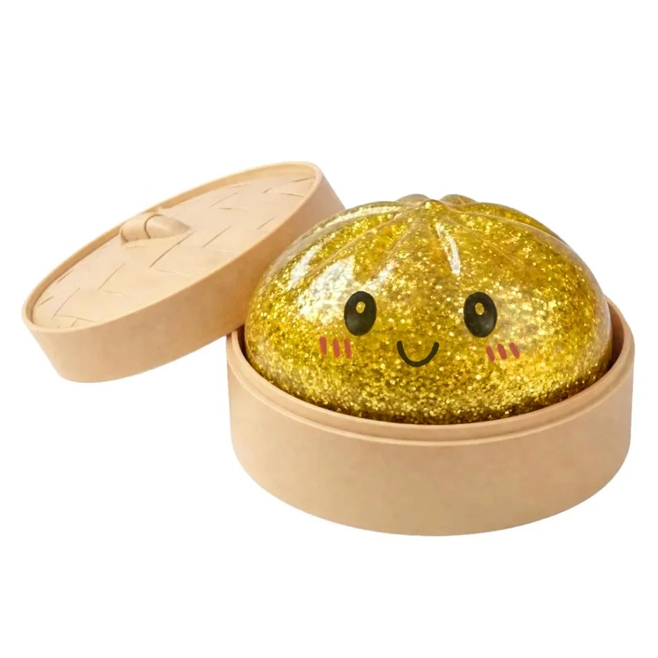 Glitzer-Dumpling Squishy ULTRA SELTEN Gold Glitzer Hidden Edition Dumplings Sensorischer Dampfgarer Weicher TPR-Teigball zur Stresslinderung