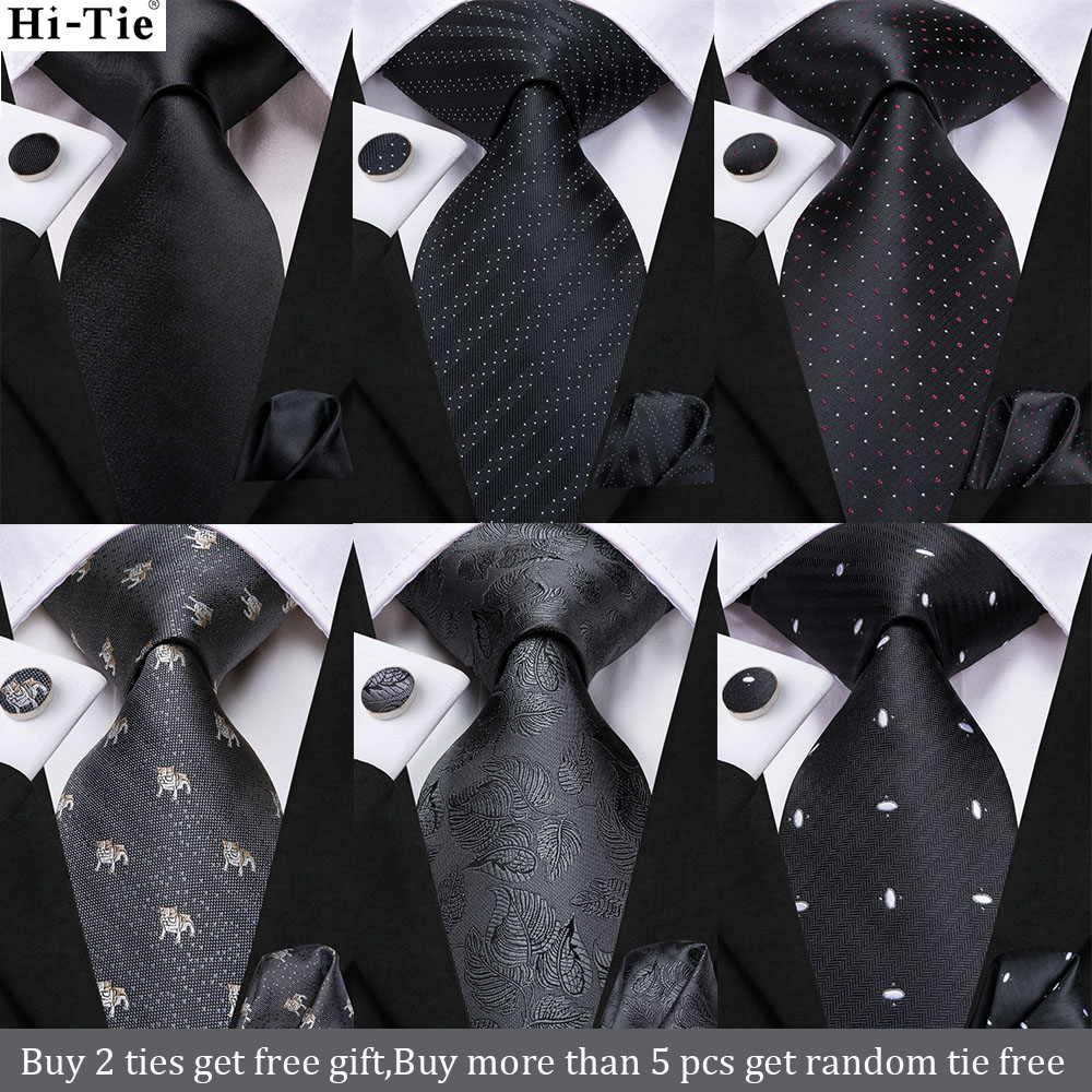 Hi-Tie 8.5cm Zwart Effen Gestreept Paisley Heren Zakelijke Stropdas Stropdas voor Mannen Mode Luxe zijden Bruiloft Stropdas Gravatas