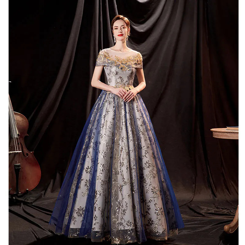 Rainha do charme azul 2025 jantar reunião anual caminhada mostrar anfitrião solo desempenho vestido de casamento vestido de noite feminino saia linha a