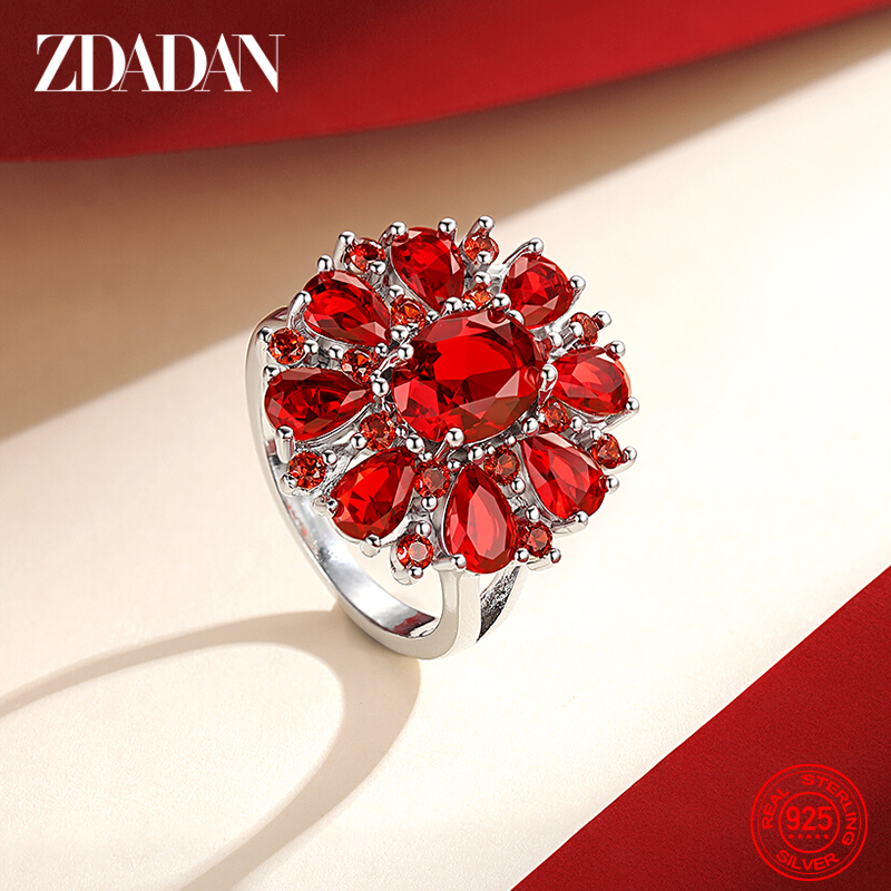 ZDADAN-anillos de dedo de circón de Plata de Ley 925 para mujer, joyería de boda con dijes