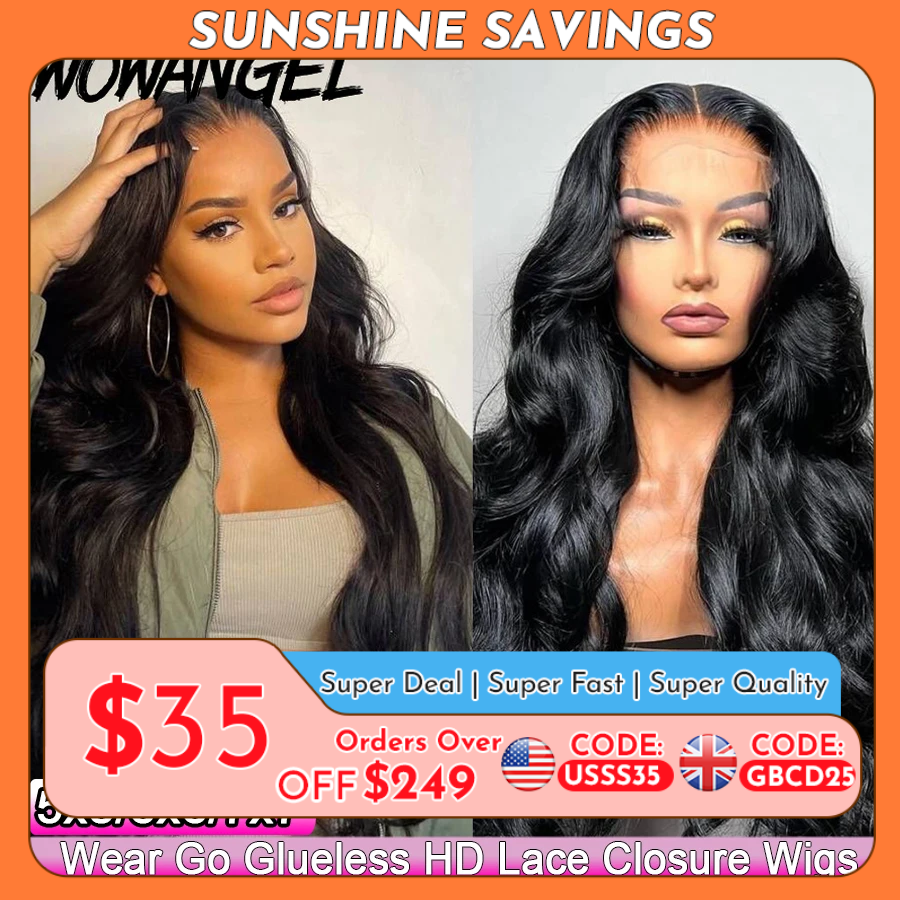 Wow Angel pelucas sin pegamento 250% Real HD con cierre de encaje 7X 7/6x 6/5X5 peluca con cierre HD pelucas de cabello humano prearrancadas onduladas para mujeres
