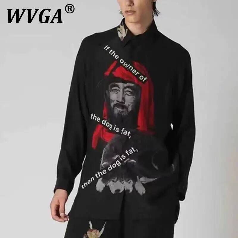 WVGA Primavera Verano otoño nuevo hombre marea High Street impreso moda camisas de manga larga Punk nicho Chic camisa Casual Ins Y2K W10400