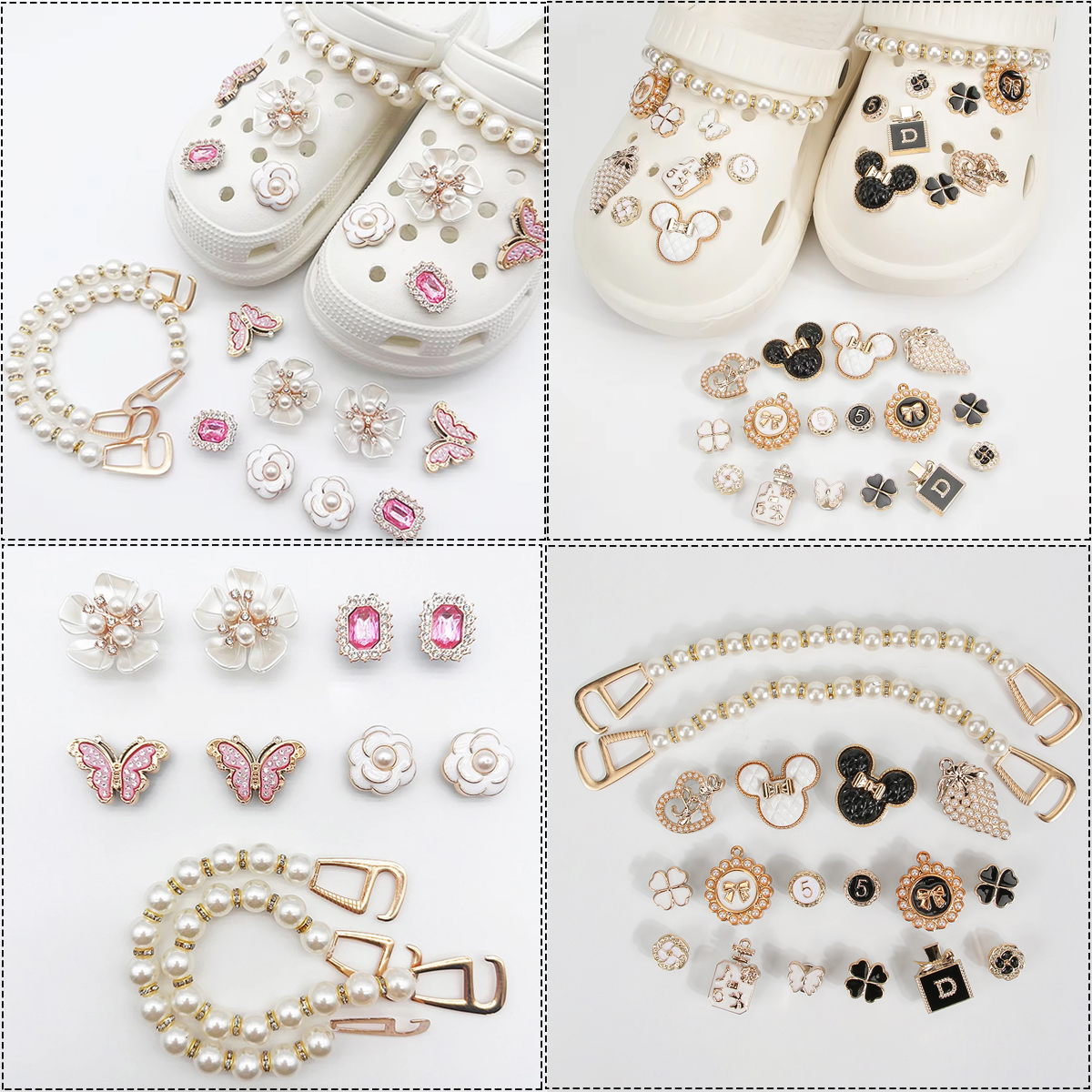 Kit de Accesorios para Zapatos de Niña, Serie DIY, Adornos de Flores, Cadena de Perlas para Zapatos
