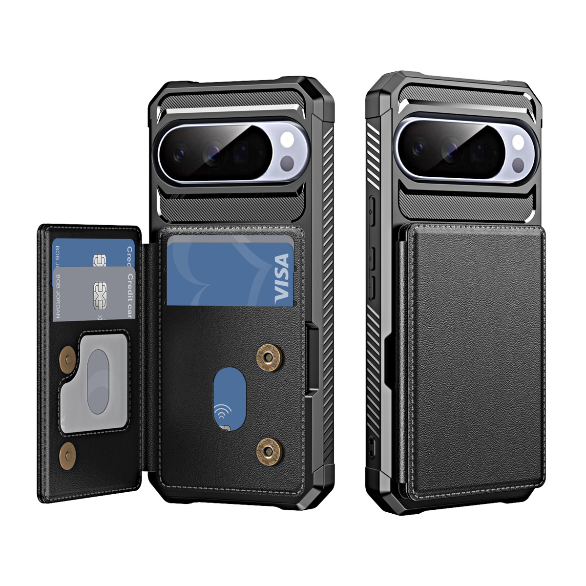 Custodia per telefono in pelle a portafoglio con slot per schede di vibrazione sinistra-destra per Google Pixel 7 8 9 10 Pro XL Custodia tascabile antiurto per Pixel 9A 8A 7A