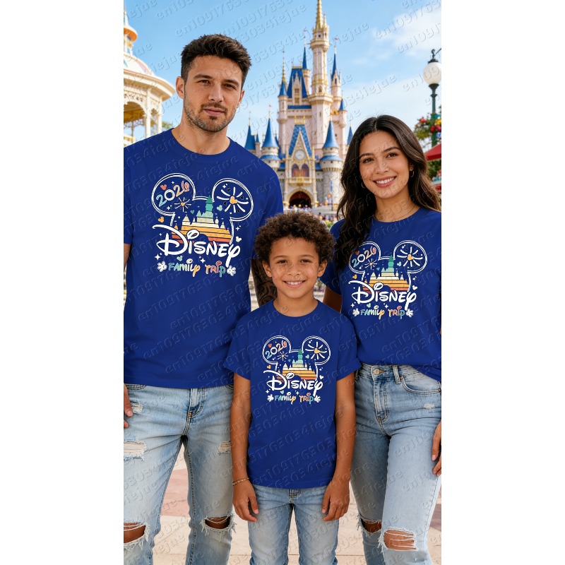 Camisetas de algodón familiares de Mickey y Minnie Mouse para viaje a Disney 2026, camisetas de algodón para papá, mamá, hermano, hermana, niños, peleles para bebé, ropa a juego