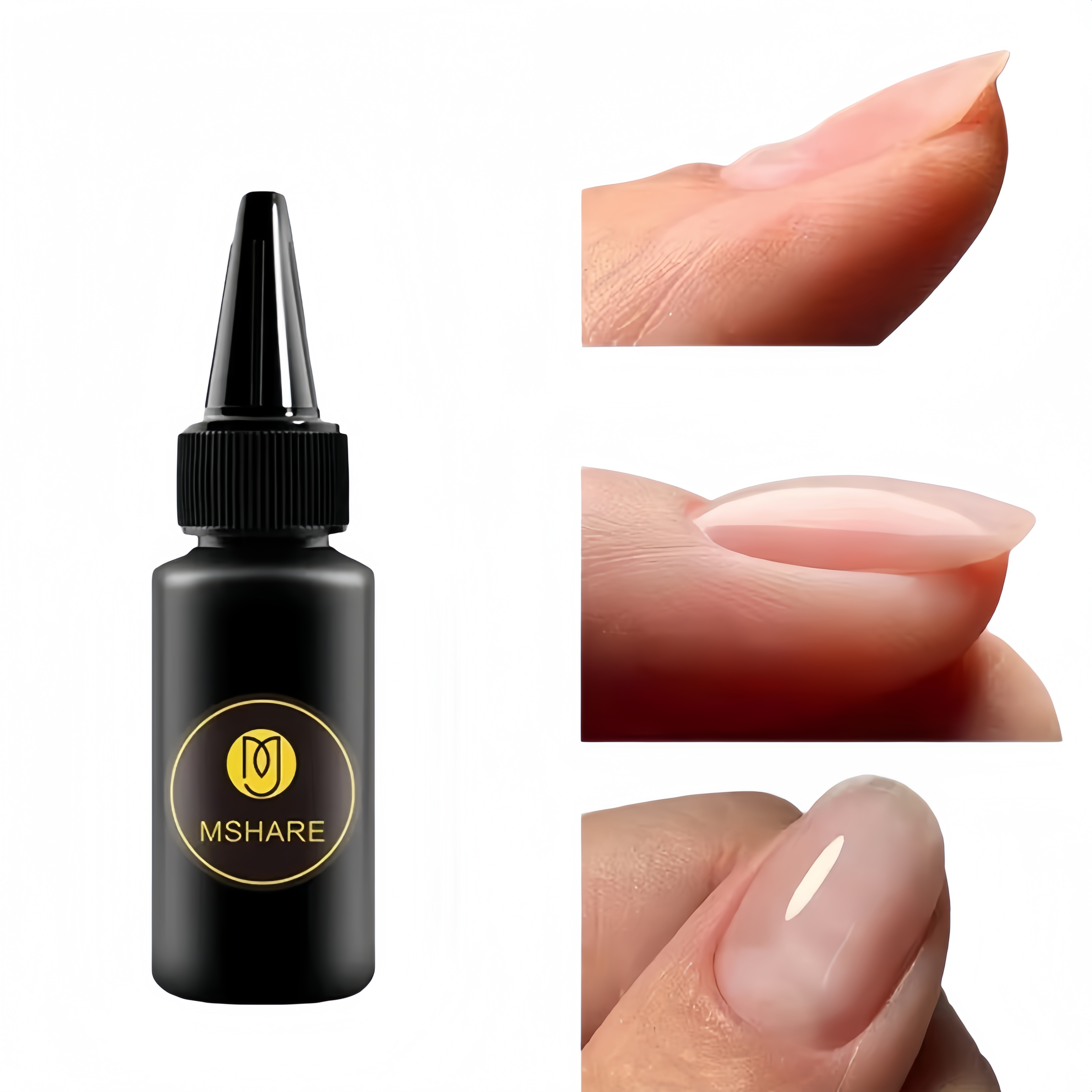 MSHARE Mantel Atas Dasar Karet Bening untuk Kuku Tanpa Lapisan Lengket UV Led Gel 30Ml 10Ml