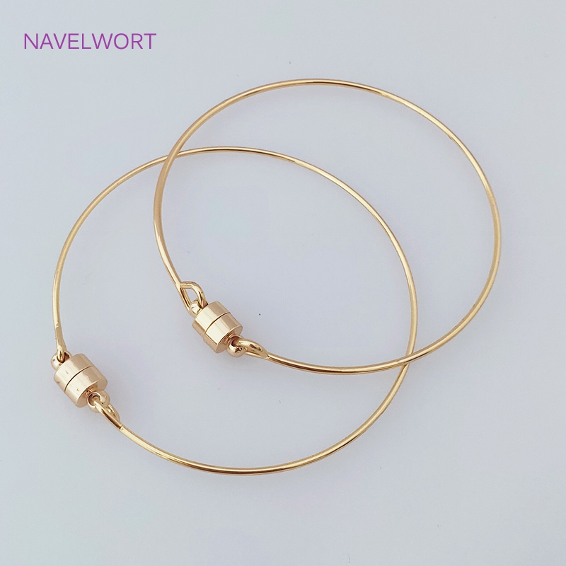 Gelang Manset Logam Tembaga Kualitas Tinggi Bangle Jepitan Magnetik Berlapis Emas 18K Trendi Grosir Kerajinan Perhiasan DIY