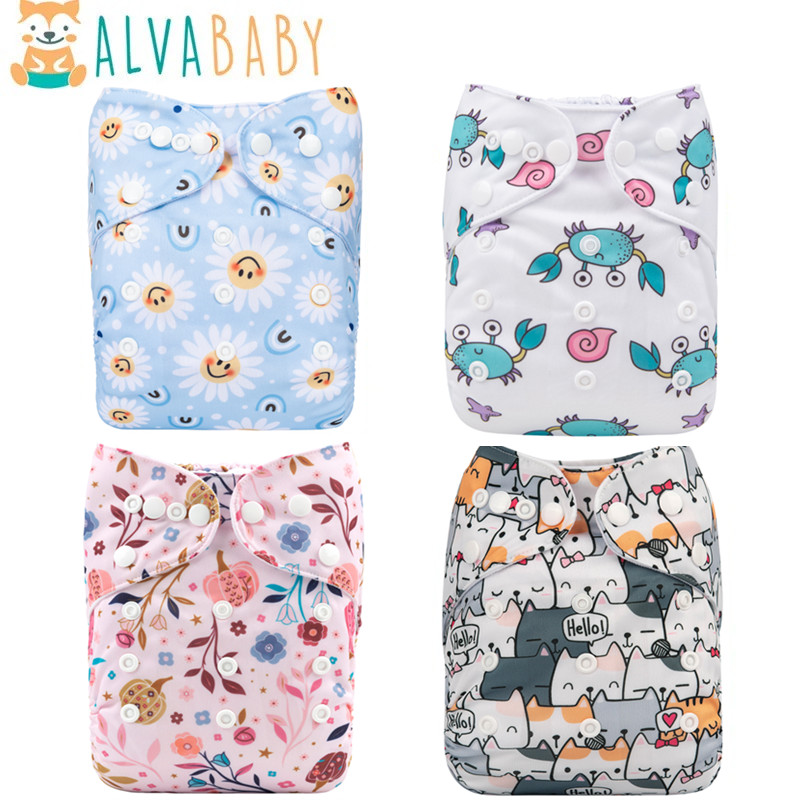 U Pick ALVABABY Fralda de pano para bebê Fralda de pano reutilizável Fralda lavável para bebê de 3 a 15 kg com 1 peça de inserção de microfibra