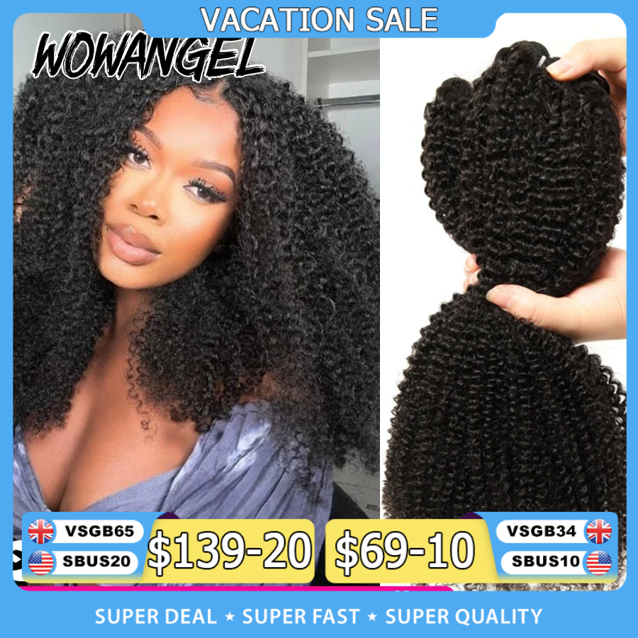 Fasci di capelli umani ricci afro crespi Trama di capelli umani da 30 pollici Estensioni dei capelli vergini 1/3/4 Pezzi Tessitura brasiliana di colore naturale