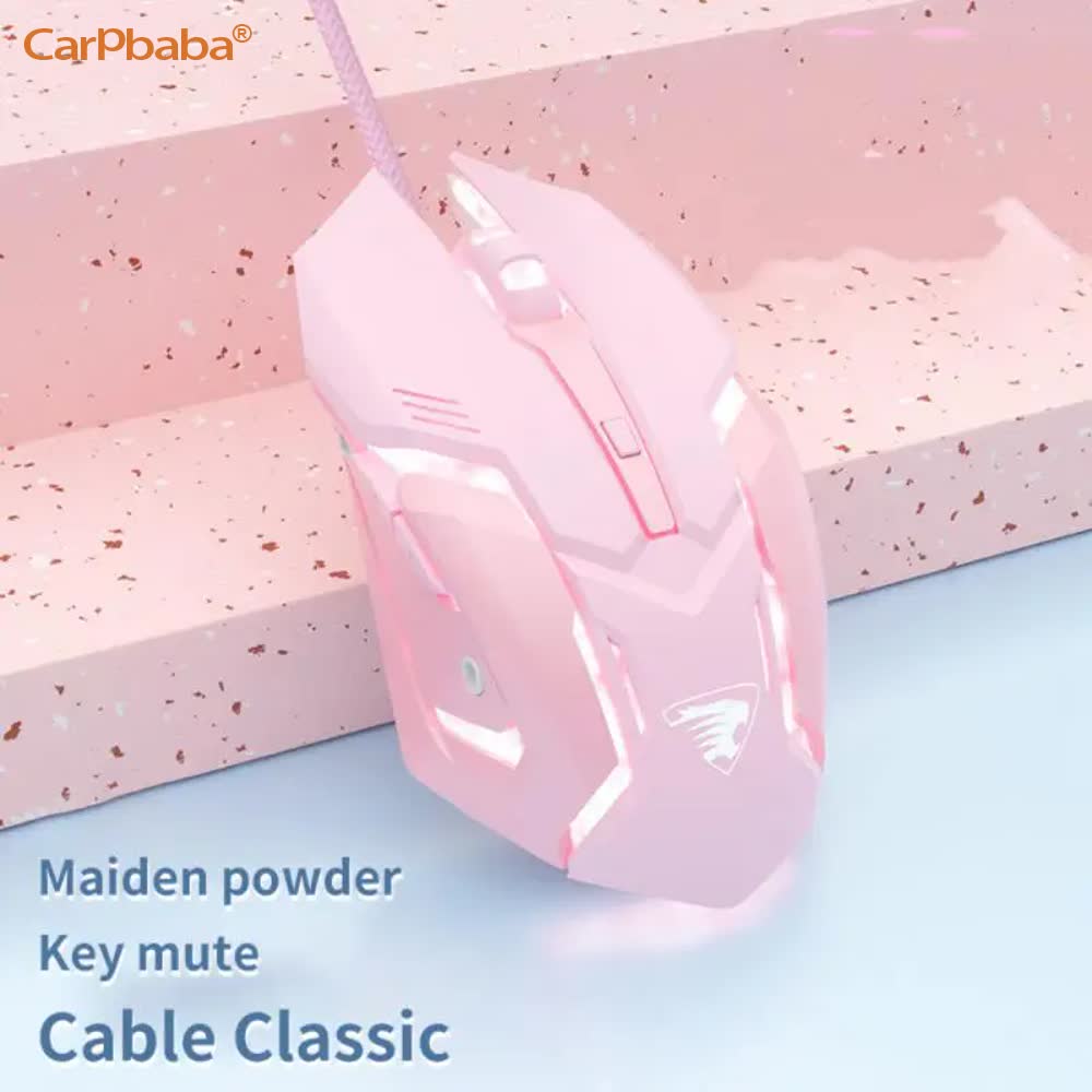 Carpbaba G3 souris de jeu filaire muet rose mécanique e-sports fille belle Art Portable bureau ménage pour MacBook ordinateur Portable Gamer