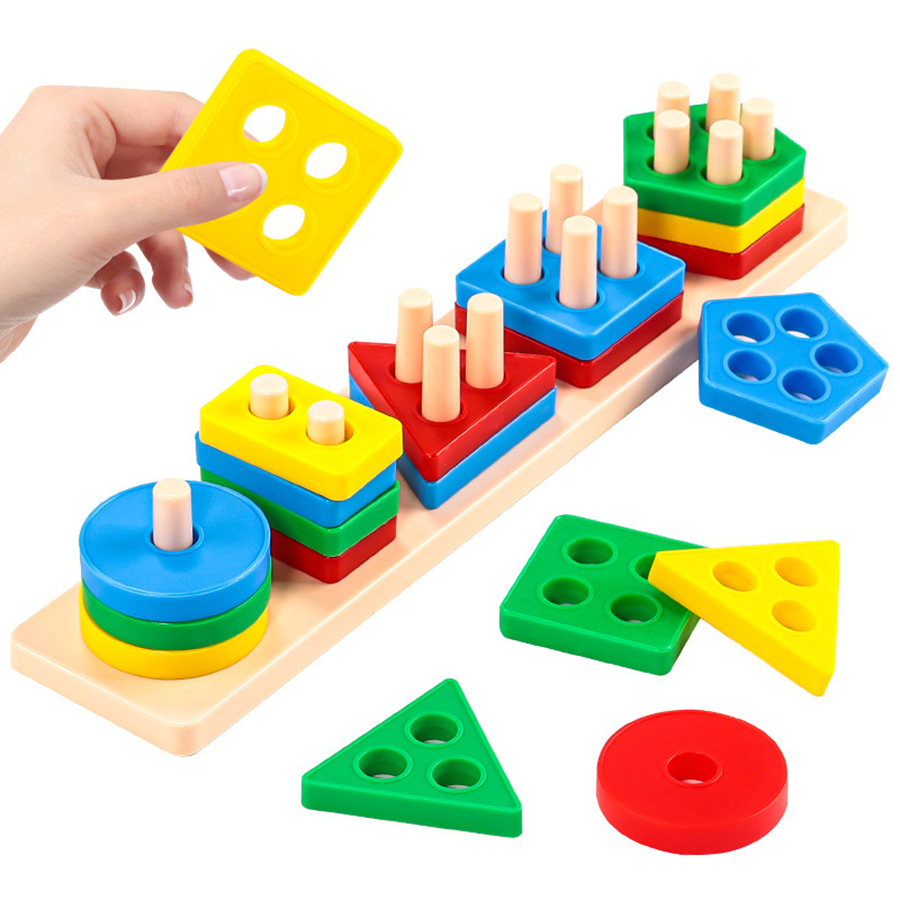 1set - apparatuur voor vroege educatie, geometrische setkolommen, bouwstenen voor intelligentie van baby's en kinderen, speelgoed voor jongens/meisjes