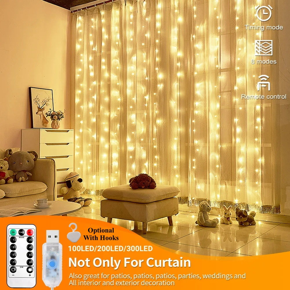 Luzes LED Cortina Quente Fada Corda Luzes Festival Iluminação Rainbow Window Lâmpada Home Quarto Casamento Decoração De Natal