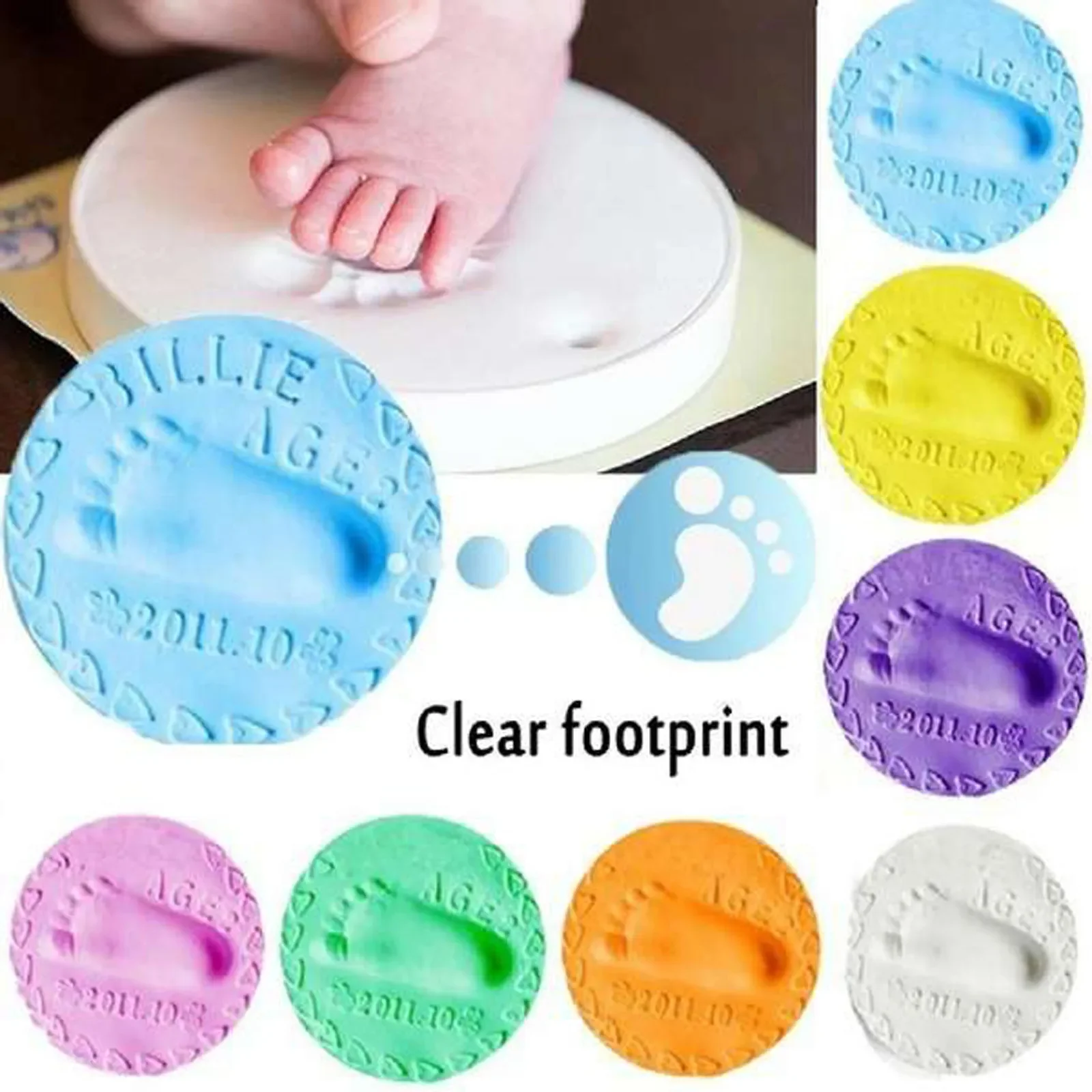 20/40g bebê diy mão e pegada argila macia material fofo, impressão de mão do bebê e impressão de pé lama, impressão digital de mão