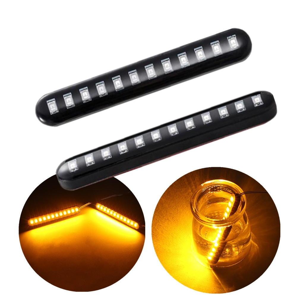 2 pièces 12 LED Moto feux de signalisation séquentiel eau coulant Mini bandes Moto voiture bandes Led clignotant clignotant lumières