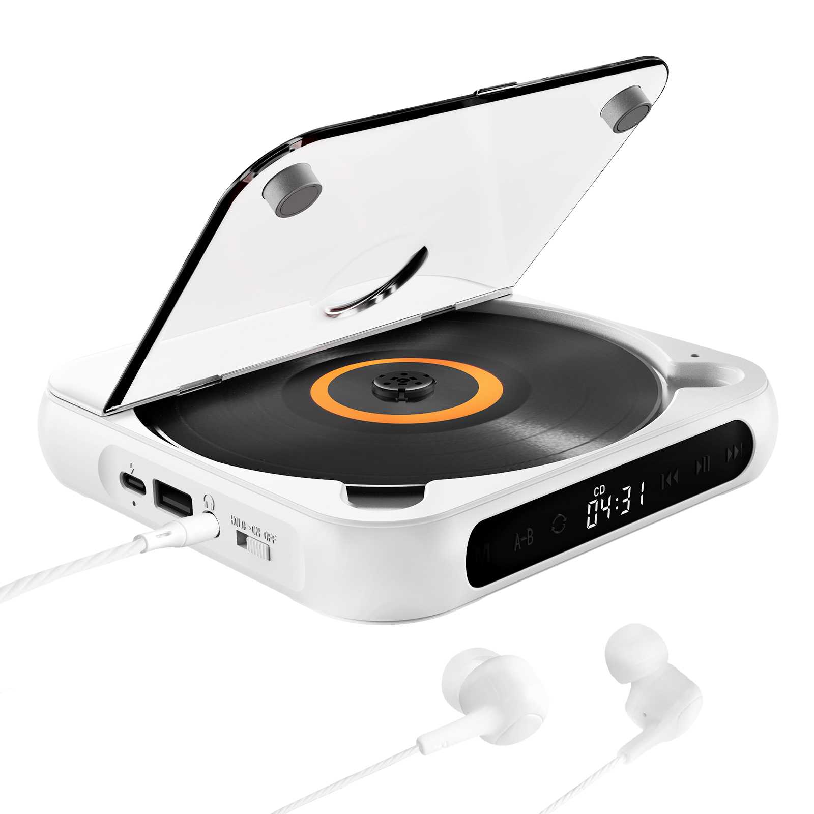 Reproductor de CD KC918: altavoz Bluetooth portátil, pantalla LED, reproductor estéreo, calidad de sonido HIFI, batería recargable integrada de 2000 mAH