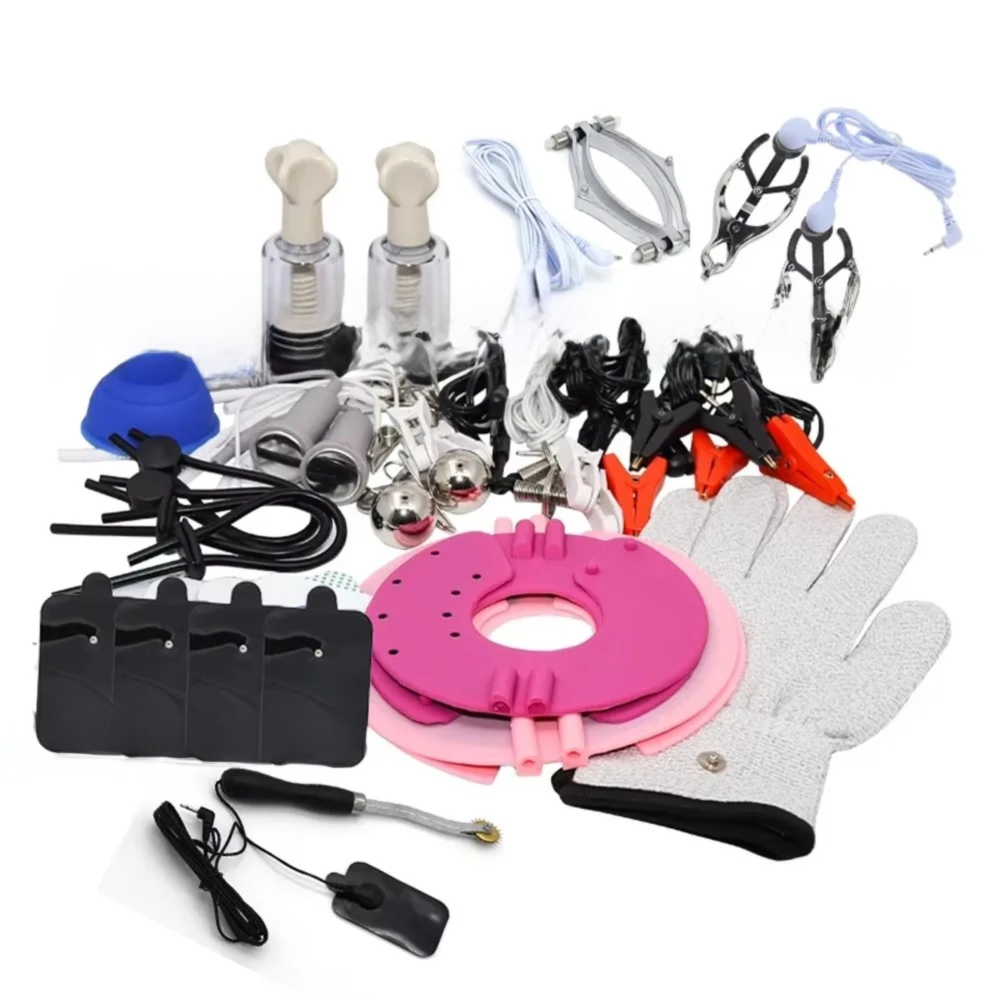 Elektryczne zaciski na sutki Metalowy klips do piersi Klips do warg sromowych Rękawiczki do masażu / podkładka Sex Toys Dla SM Bondage Gra dla par Flirt Akcesorium