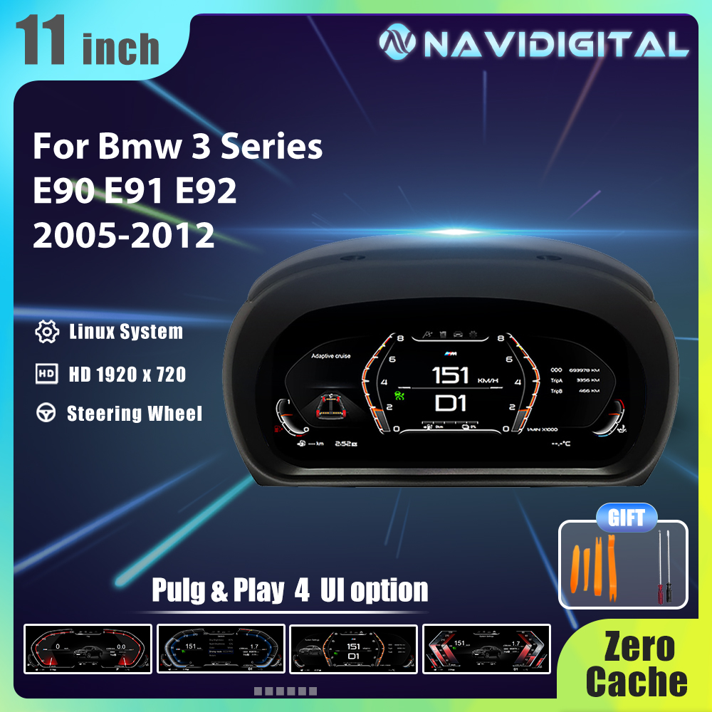 Panel Lcd Navigital de 11 pulgadas para BMW Serie 3 E90 E91 E92 2005-2012 años compatible con Panel Carplay Virtuele Cockpit velocímetro