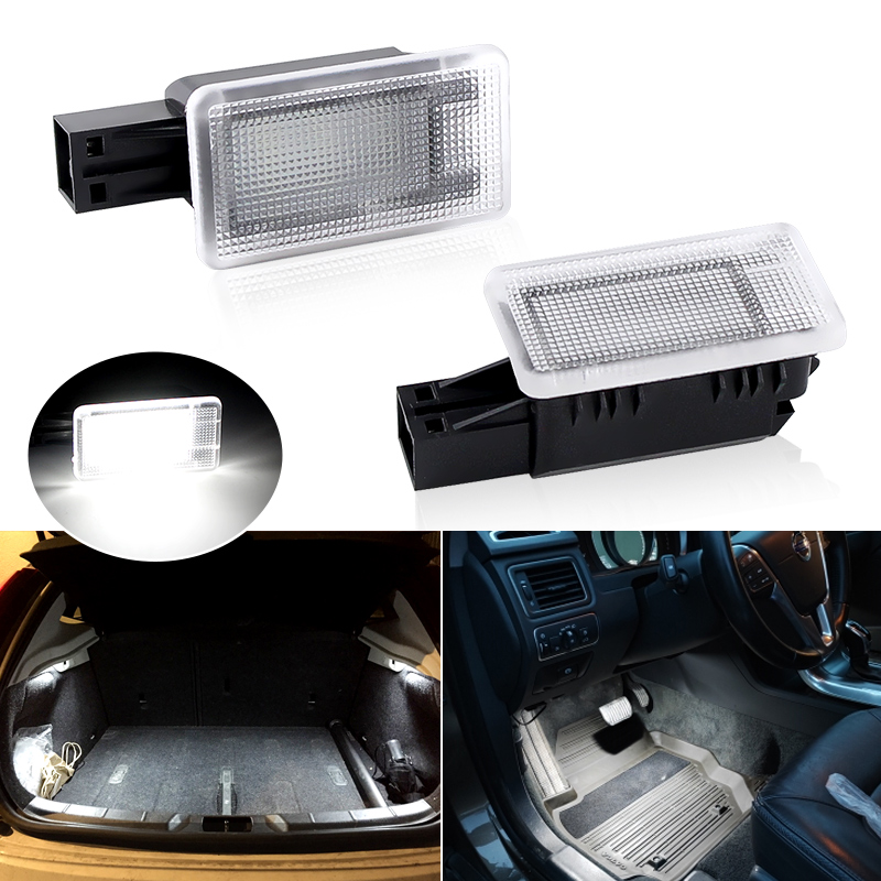 2 peças para volvo v40 v40cc v60 s60 s80 xc40 xc60 xc90 led cortesia bagagem tronco boot luz footwell lâmpada de porta de boas-vindas livre de erros