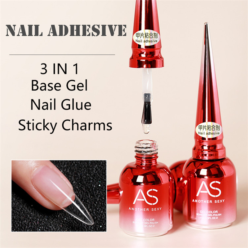AS 15ML Nagelspitzen Kleber Gel für Falses Nagelspitzen Schnelle Verlängerung 3 IN 1 Funktion Nägel Kunst Transparenter Gelpoliermittel Soak Off UV Gel