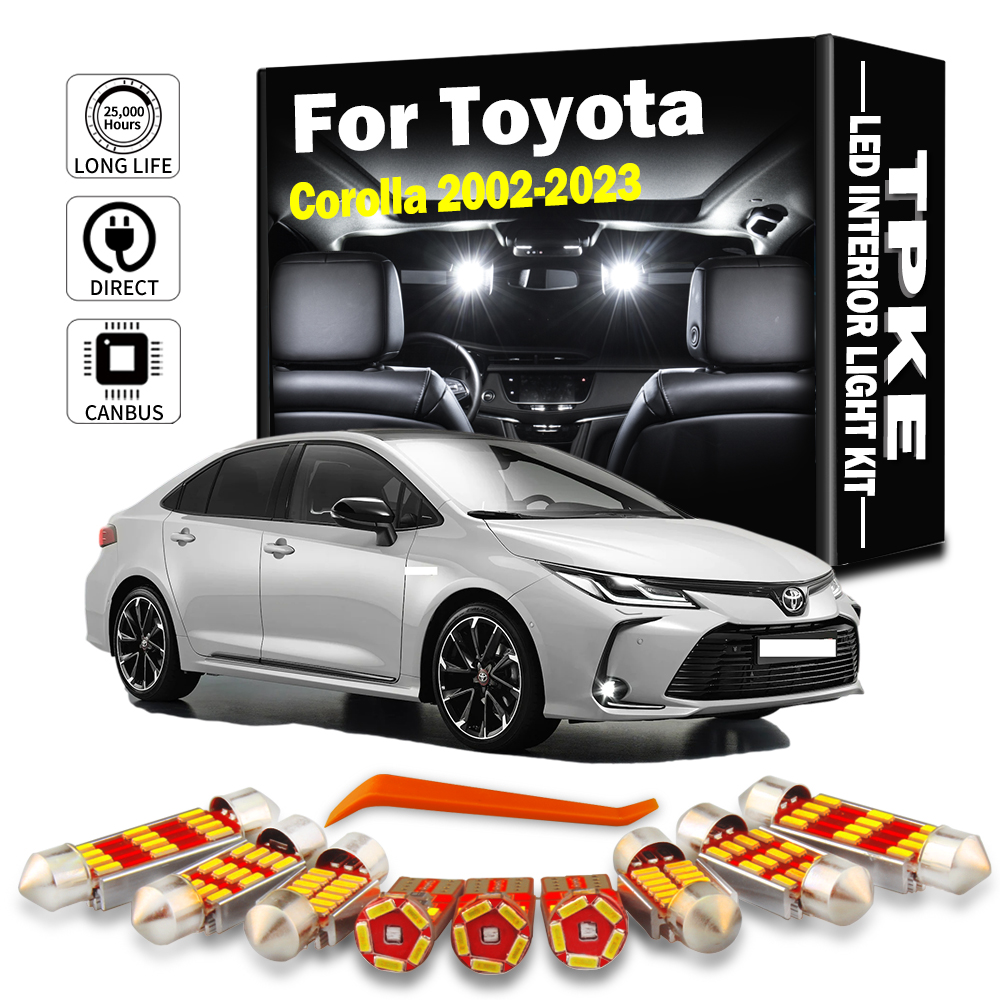 TPKE LEDภายในชุดสําหรับToyota Corolla 2002- 2016 2018 2019 2020 2021 2022 2023 รถแผนที่โดมโคมไฟรถอุปกรณ์เสริม