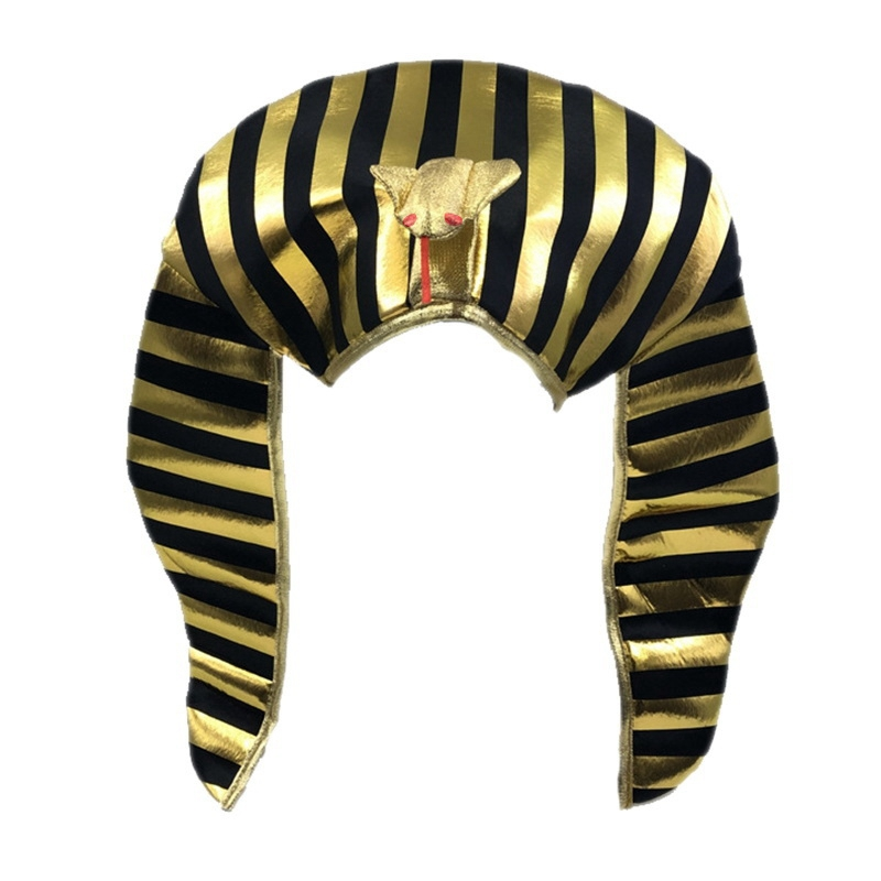 Babq egípcio faraó traje faraó chapéu rei headpiece banhado a ouro cobra rei para halloween vestir-se fontes de festa temática