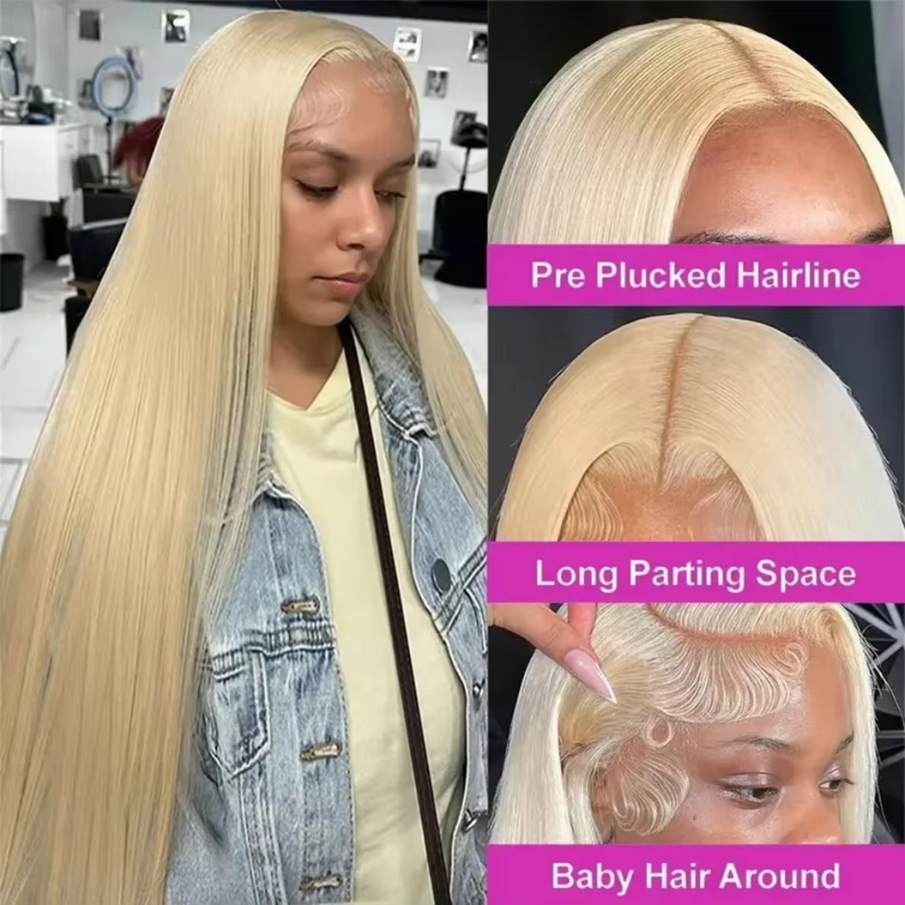613 Blonde Straight Hd Transparent 13x6 Lace Frontal Wig 30 Inch 13x4 Brazilian Straight Human Hair Wig For Women