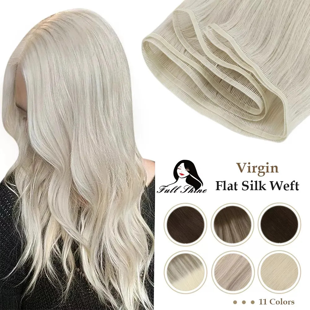 Trama de seda plana virgen completamente brillante para mujer, paquete de cabello humano liso, paquetes de Cabello 100% Real, trama de cabello humano para salón de belleza