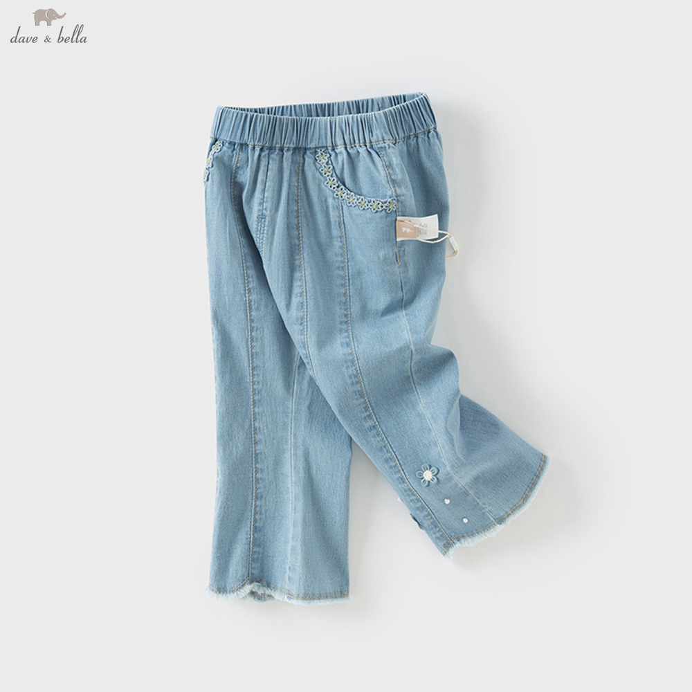 Dave Bella Celana Jeans Bootcut Musim Semi untuk Anak Perempuan, Celana Jeans Longgar Elastis Musim Gugur Musim Dingin, Celana Formal Pesta DB2251131