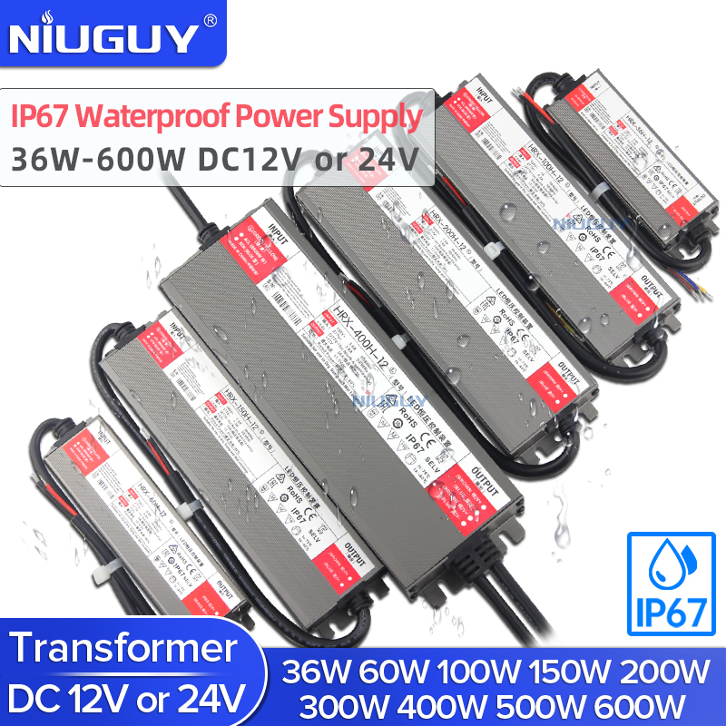 Transformadores de iluminación a prueba de agua CA 220V a CC 12 V 24V fuente de alimentación del controlador LED 60W 100W 150W 200W 300W 600W impermeable al aire libre