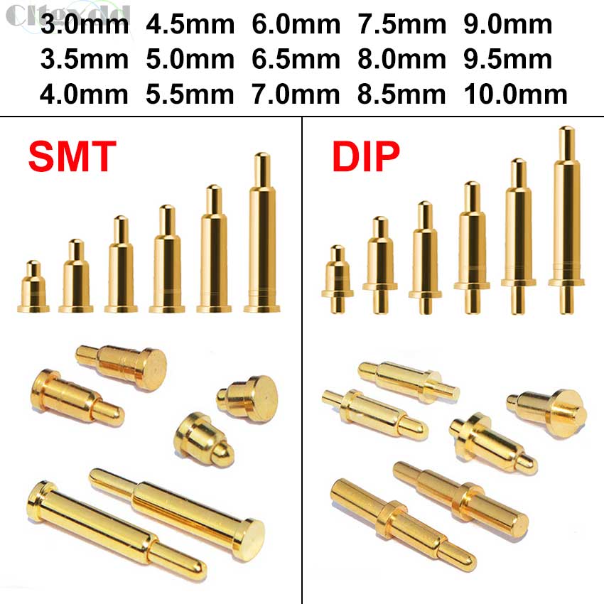 10 шт. Pogo Pin Разъем Pogopin Батарея Пружинная нагрузка Контакт SMD DIP PCB 2 3 4 5 6 7 8 9 10 12 14 15 16 22 мм Тестовый пружинный зонд