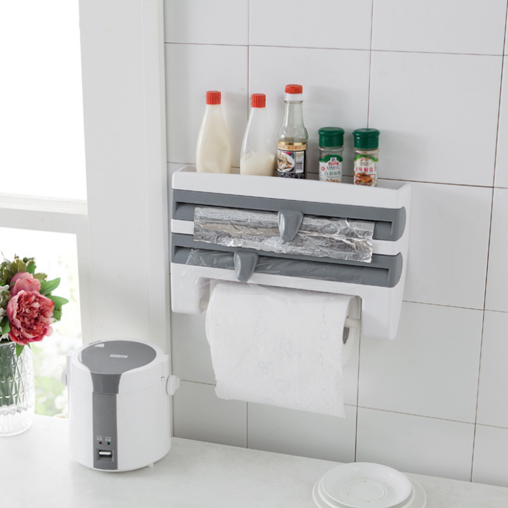 Wandgemonteerde Keuken Huishoudfolie Folie Rolhouder Dispenser Handdoek Tissue Rack