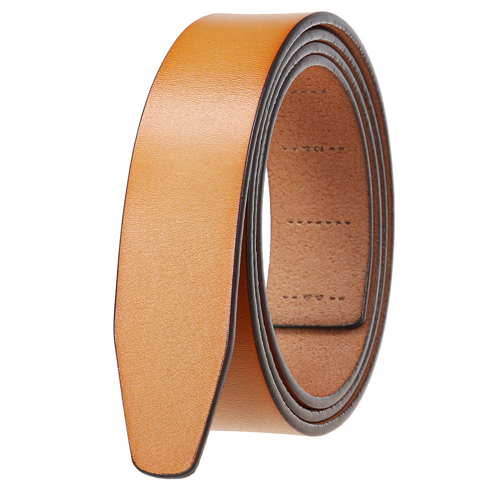 3.5cm Wide Luxury Brand No Buckle Cowhide Leather Ratchet Belt Men Without Buckle Holeless Mens Automatic Genuine Leather Belts