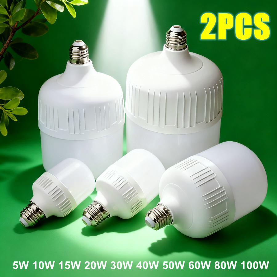 2 ~ 1 Uds E27 alta potencia 220V 100W 80W LED tornillo boca luz bombilla de alto brillo luz blanca protección ocular no parpadeante
