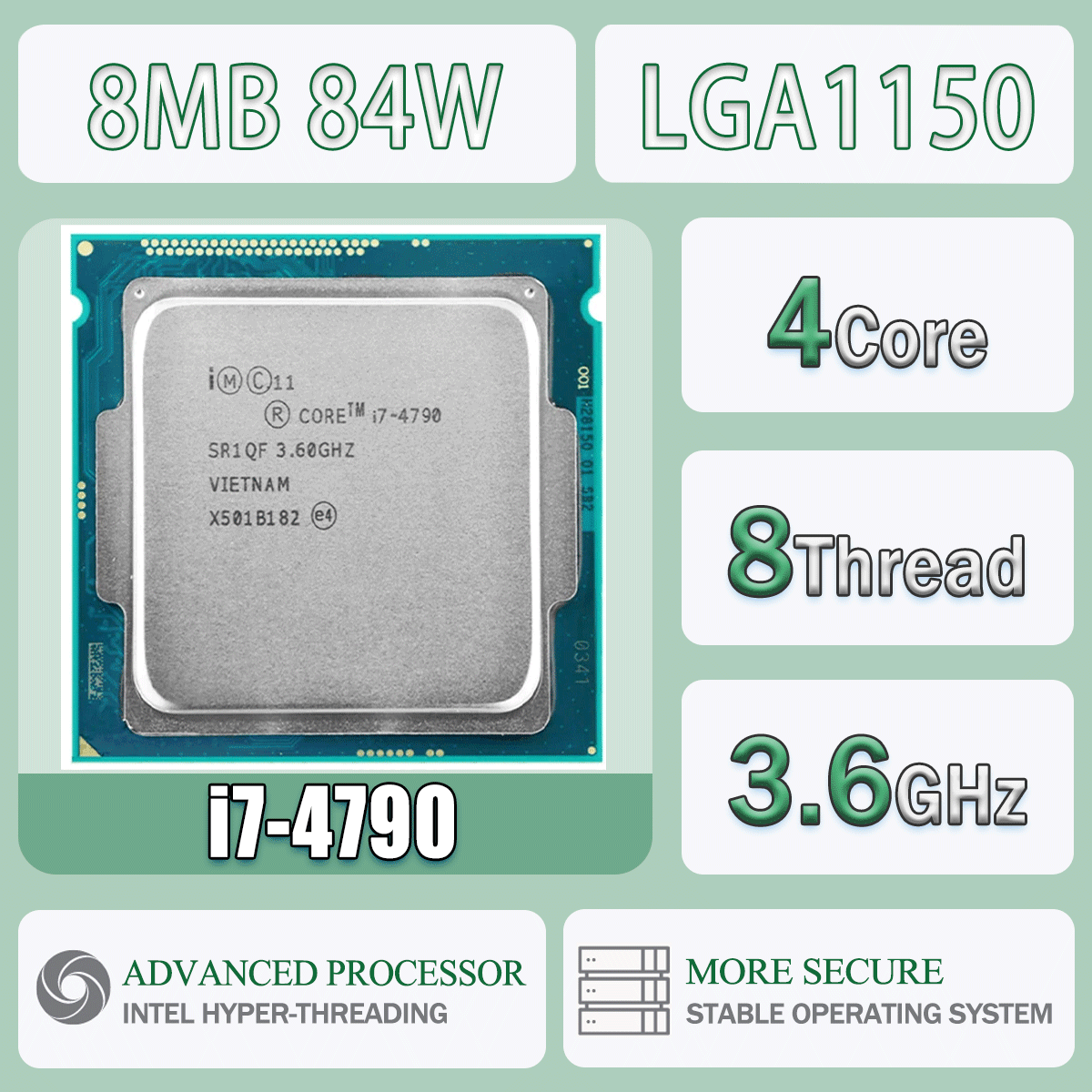 Procesor Intel Core I7-4790 3.6GHz 4 rdzenie 8 wątków 8M 84W I7 4790 CPU do komputera serwerowego LGA1150