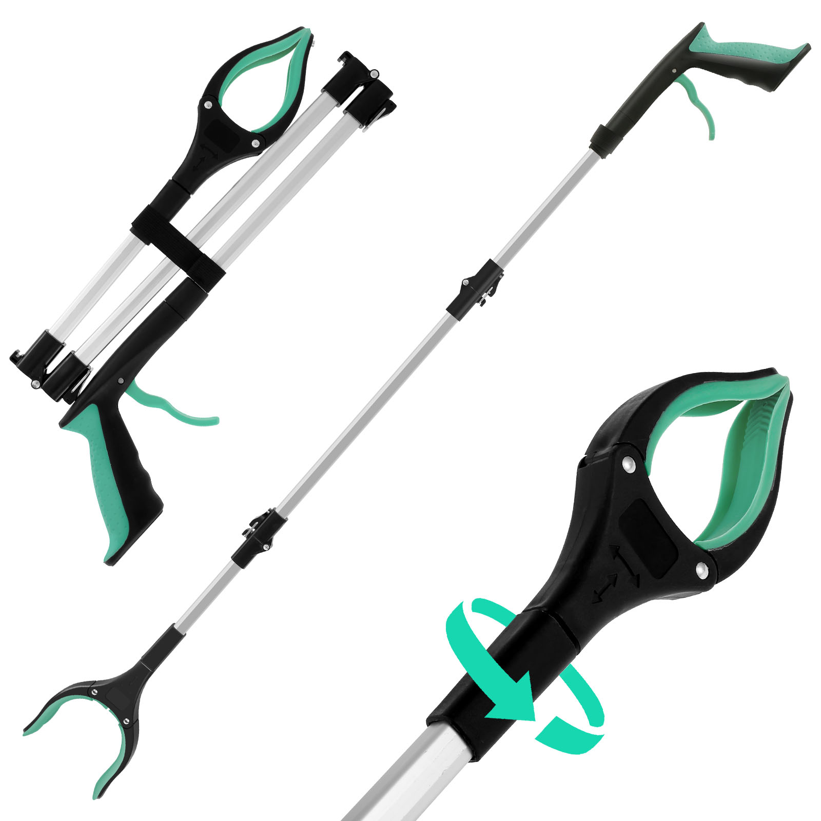 Pinza pieghevole per raccoglitore di rifiuti con prolunga a 360° °   Utensili manuali con clip rotante Raccoglitori di lettiere con ganasce antiscivolo