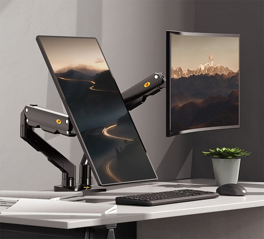 NB G55 Mechanical Spring Arm 27-34 Inch Dual Arc Screen Desktop Monitor Holder 5-16kgs Ultra Wide Monitor Mount with USB Port
