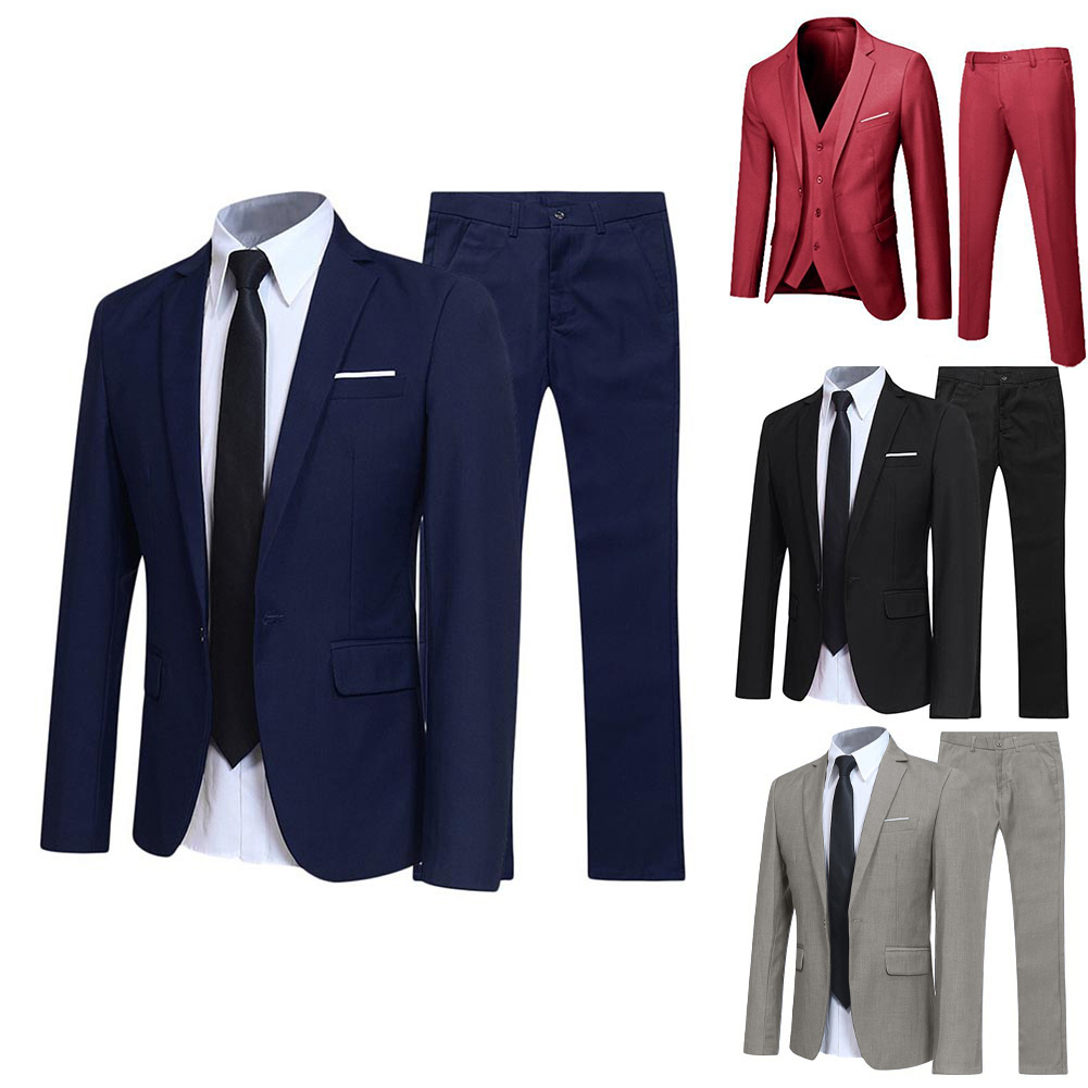 2 STKS/SET Mannen Pak Blazer Slim Fit Tuxedo Jasje En Broek Set Formele Party Party Pak Uitloper