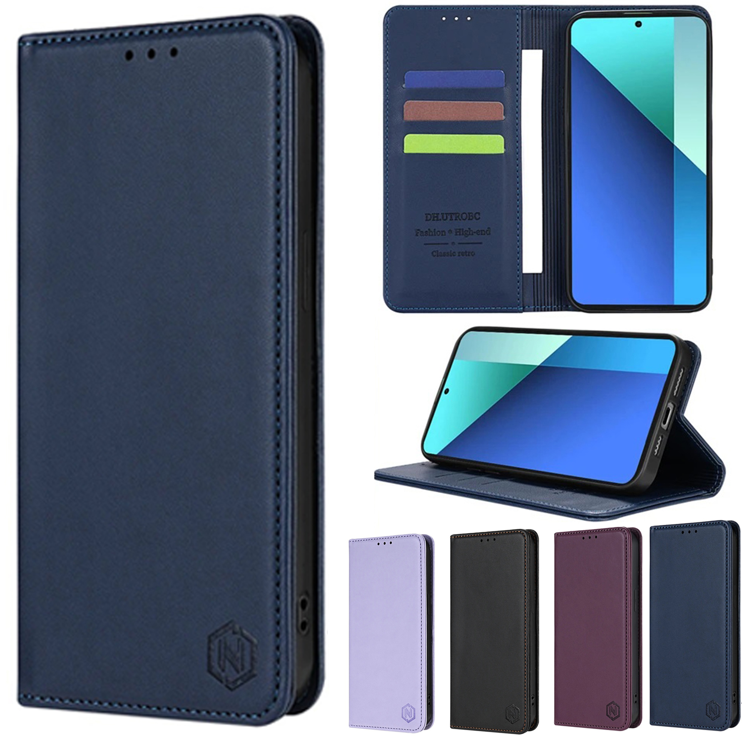 Portafoglio del telefono Pelle Forte slot per schede magnetiche Custodia in pelle di vibrazione per iPhone 16 Pro Max 15 Plus 14 13 Mini 12 11 XS XR 8 7 SE 2 3