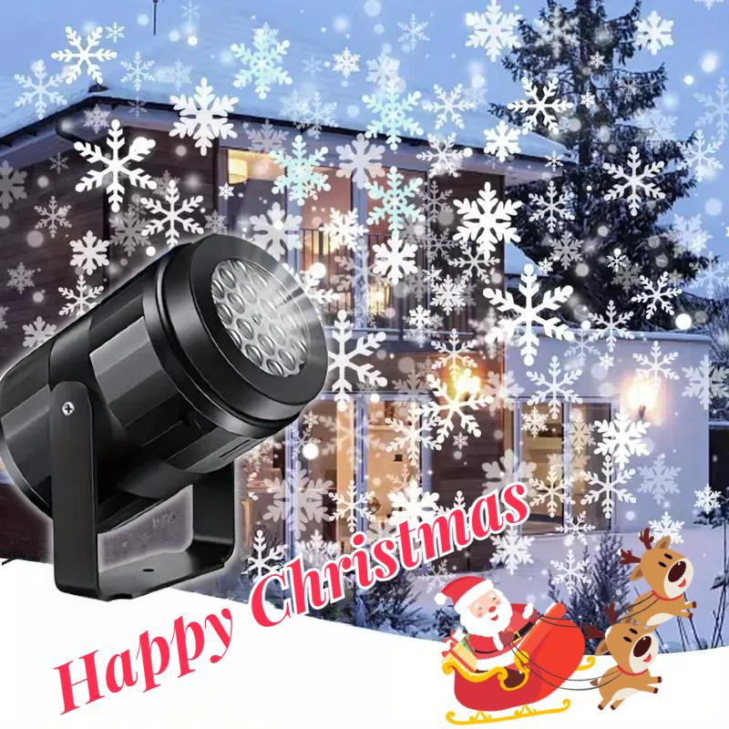 Projecteur LED flocon de neige de noël, 1 pièce, alimenté par USB, motif rotatif, éclairage festif, lampe décorative de vacances