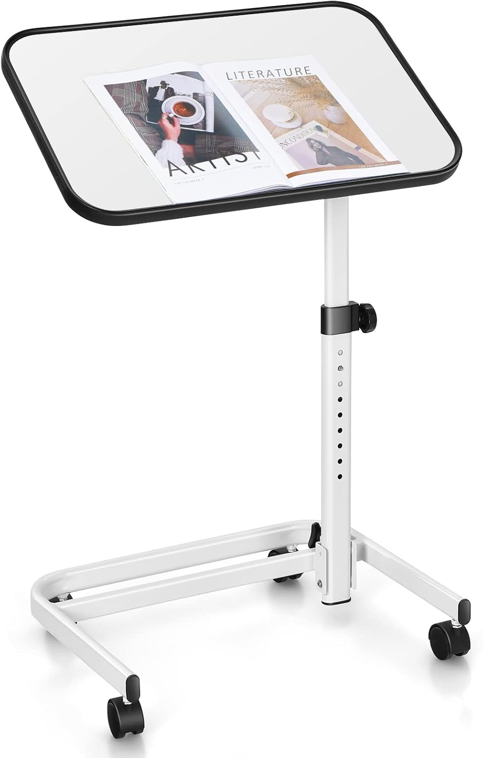 Betttisch Height Adjuster, Pflegetisch 180 °   Drehbar, Laptop-Tisch, Stehend in C-Form, Krankentisch für Schlafzimmer, Wohnzimmer, 6