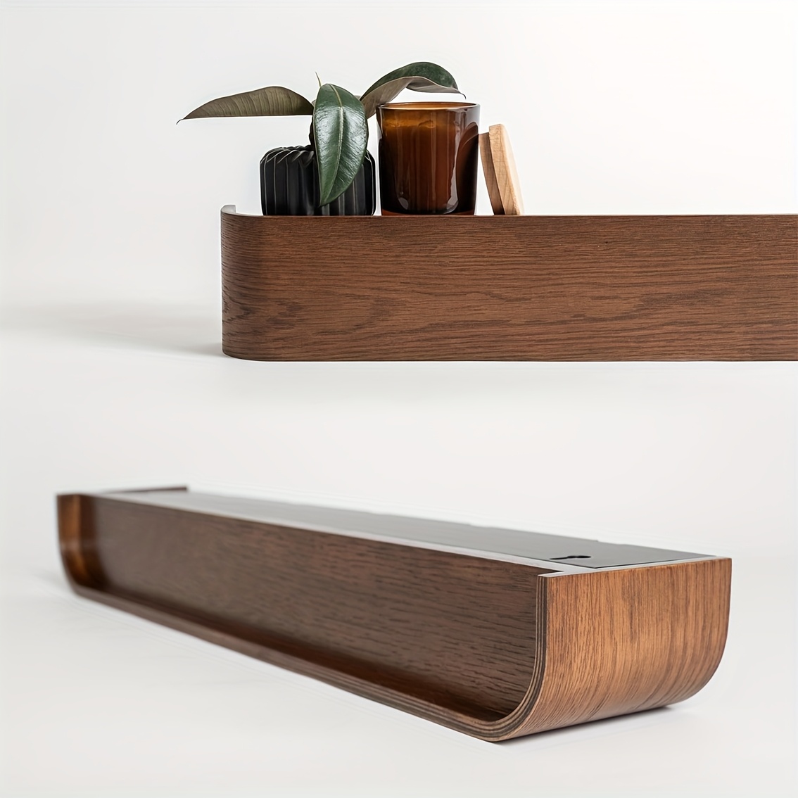 Perchero de pared moderno con ganchos y estante ocultos. Ahorro de espacio, madera maciza y hierro. Para entrada, pasillo. Fácil montaje.
