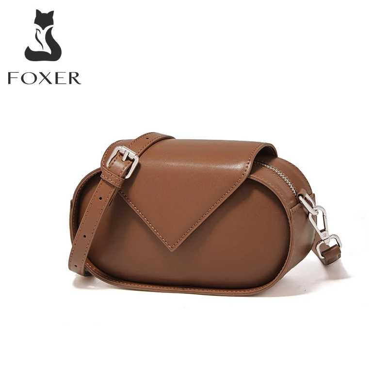 Bolsa de Ombro Feminina FOXER em Couro Sintético, Pequena, Retro, Mini Bolsa Transversal para Celular, Bolsa de Viagem para Meninas
