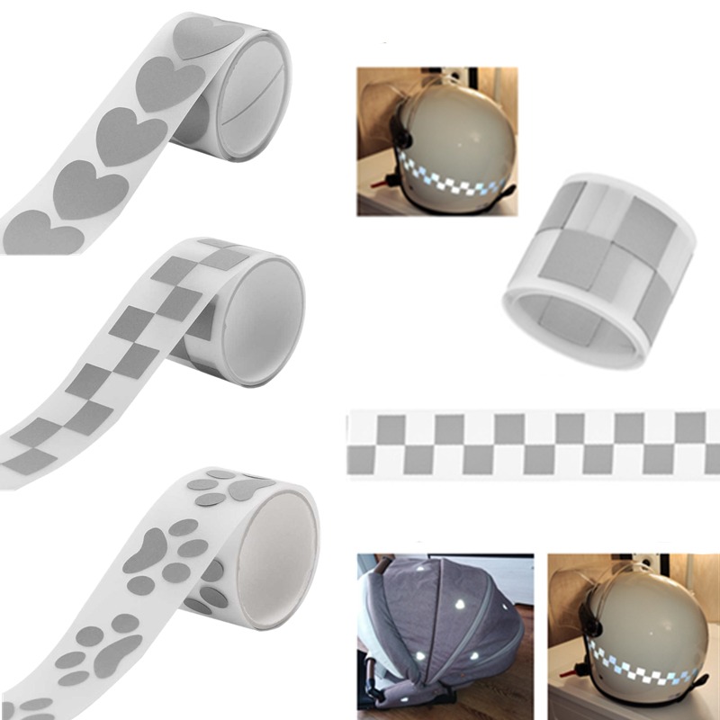 1 rouleau 1M x 3cm coeur étoile bande réfléchissante autocollant pour vêtements fer sac à dos T-shirt chaleur lueur dans la nuit autocollant réfléchissant