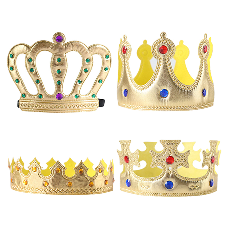 1pc Multi Stijl Gouden Prinses Prins Kroon Tiara Hoofddeksels Verjaardagsfeestje Kronen Hoofdband Kostuum Accessoires Photobooth Prop