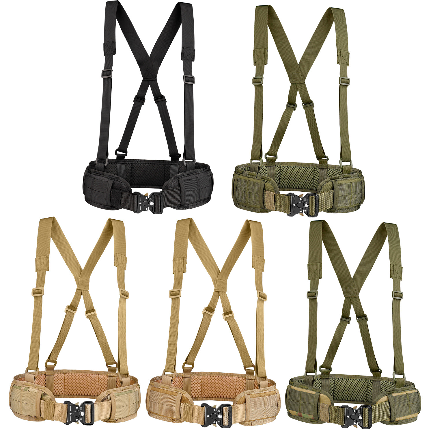 Ceinture de taille Molle avec bretelles réglables, équipement rembourré Air-doux pour Combat de combat tactique, sangles gratuites