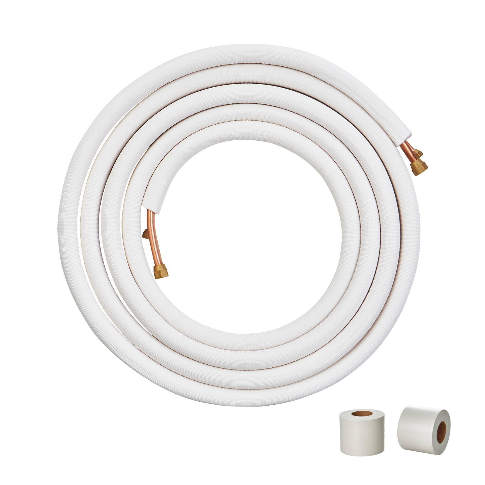 VEVOR 25FT มินิสปลิตไลน์เซ็ตท่อทองแดง ท่อฉนวนสามชั้น สำหรับเครื่องปรับอากาศ ปั๊มทำความร้อนสารทำความเย็น