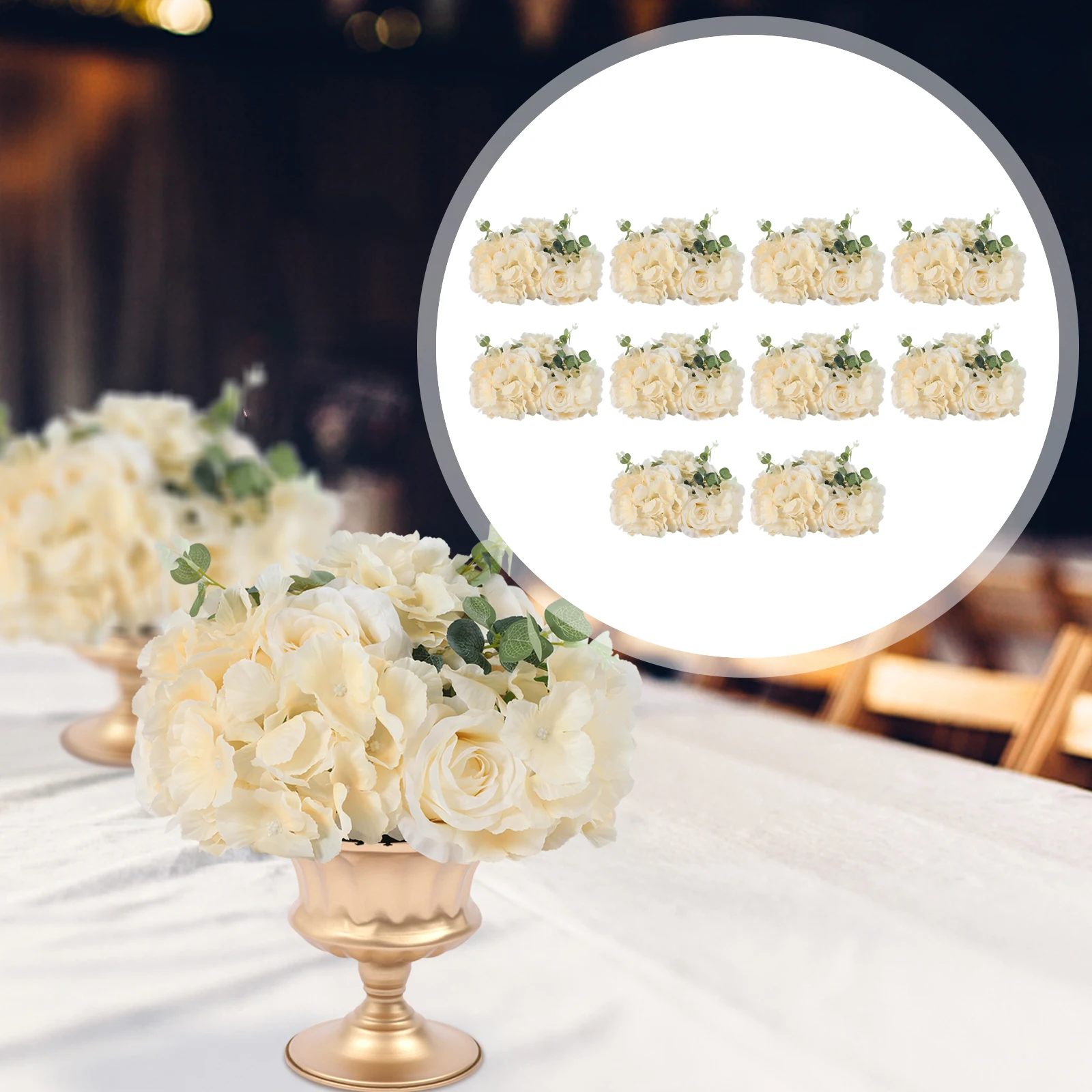 10 STKS Bloem Bal Arrangement Boeket 11,8 inch Diameter Bloemen Centerpieces, Champagne Nep Bloemen Rozen Ballen Decoratie